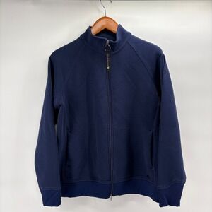 Healing Hands Good Karma Navy Full Zip Scrub Jacket Womens L Mock Medical Neck